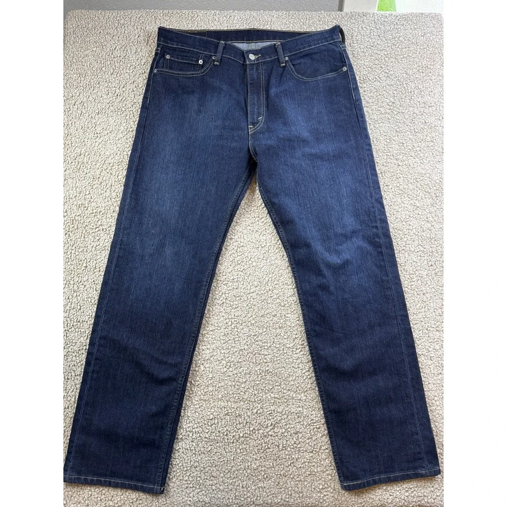 Levi's 505 Jeans Mens 36x32 Dark Wash Regular Fit Straight Leg Denim Classic Zip